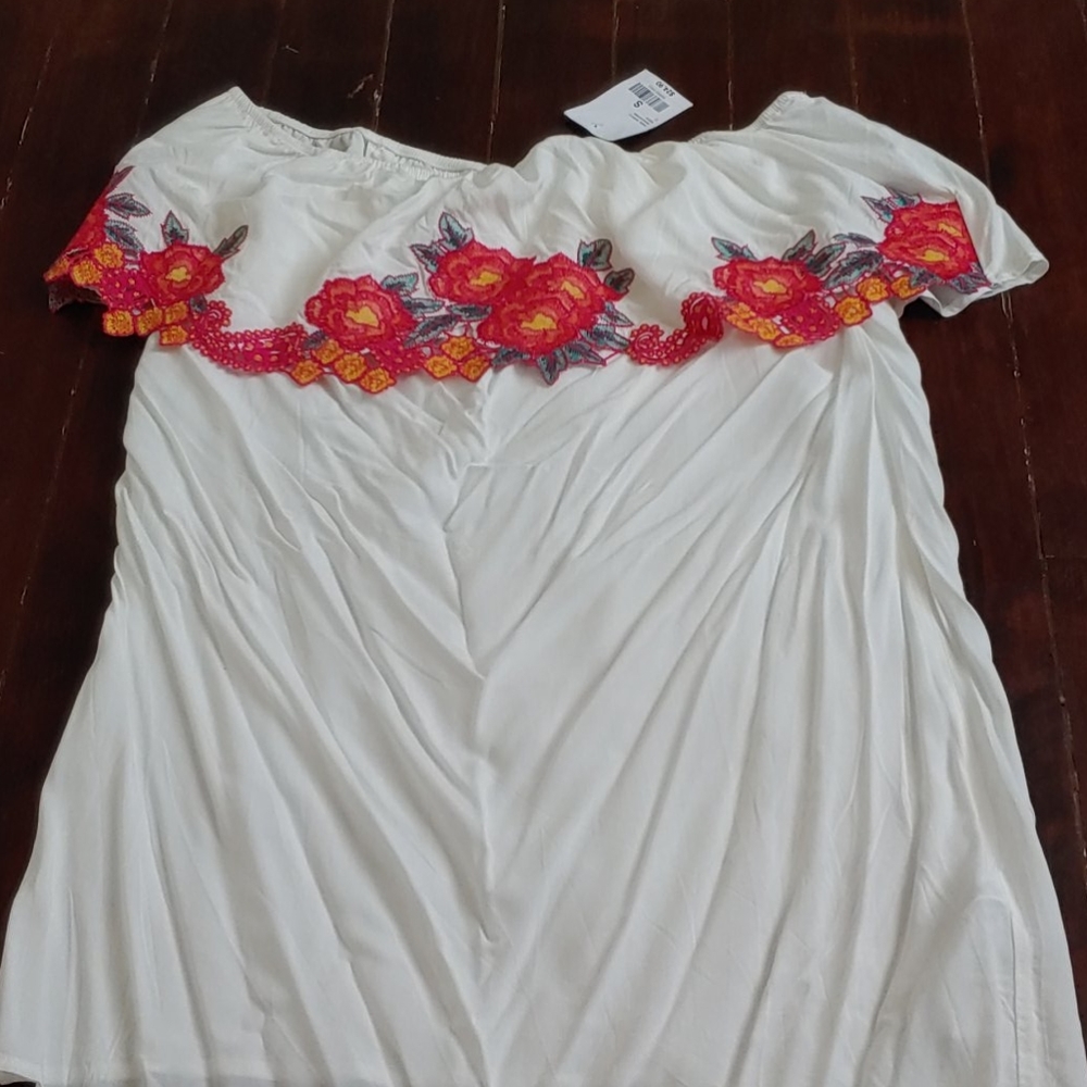 Floral Embroidered Off Shoulder Dress